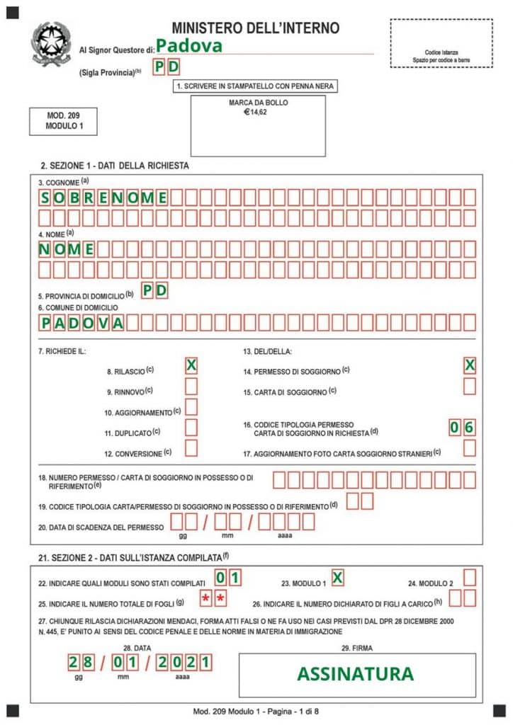 permesso-di-soggiorno-pagina-01-formulario-cidadania-italiana