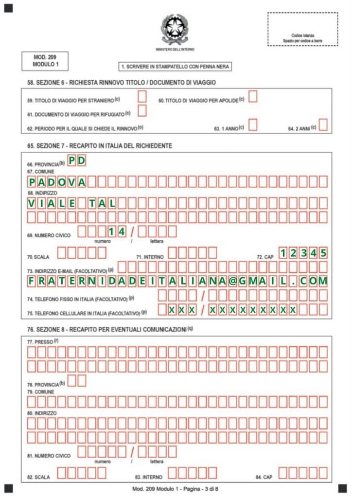 permesso di soggiorno pagina 03 formulario cidadania italiana